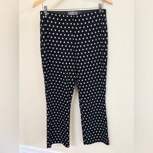 Anthropologie Thea Black & White Flower Polka Dot Flare Pants Medium Boho